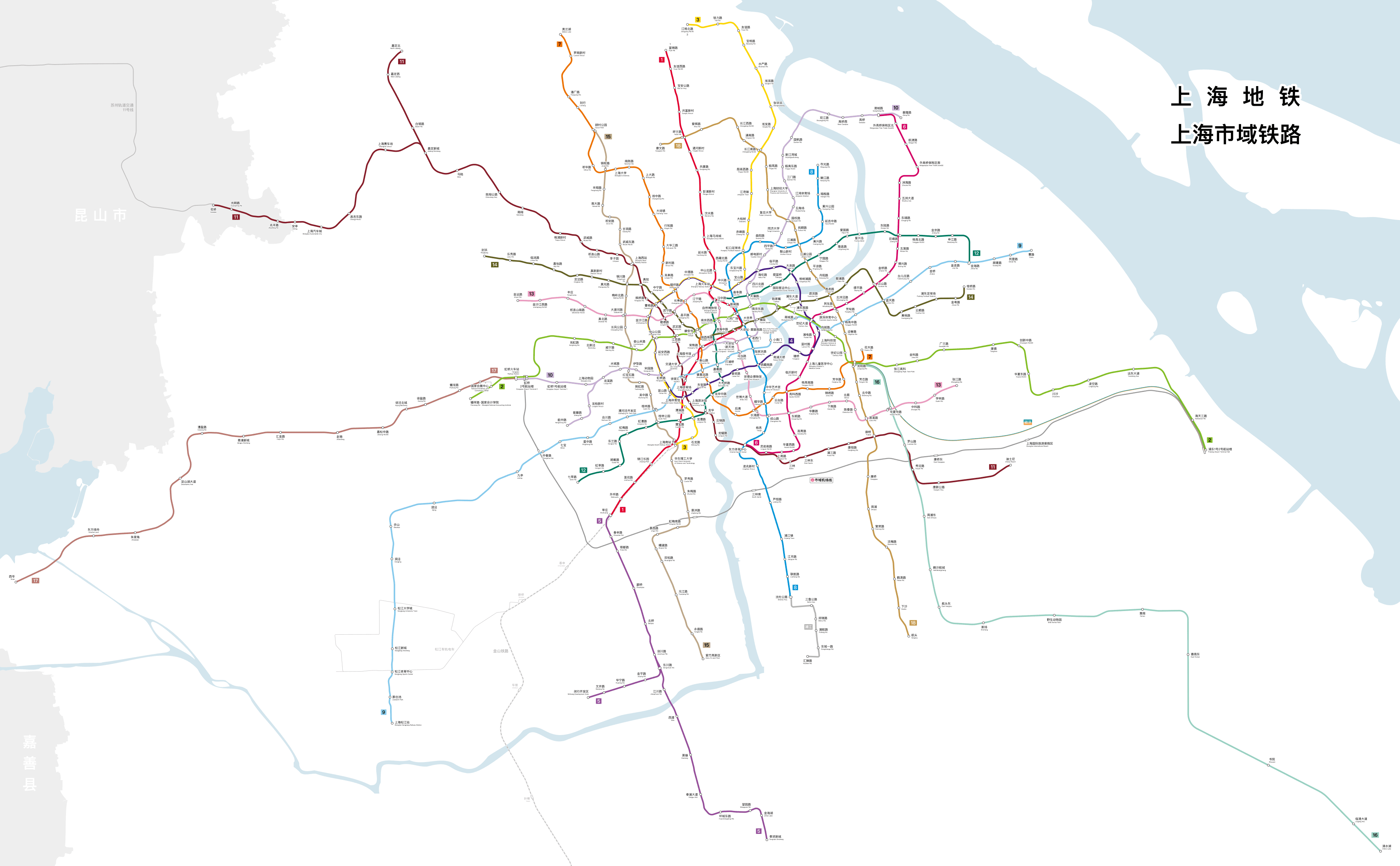 Shanghai rail transit network map. 2025-12-27 edition. Community map; use the operator for current closures and exits.